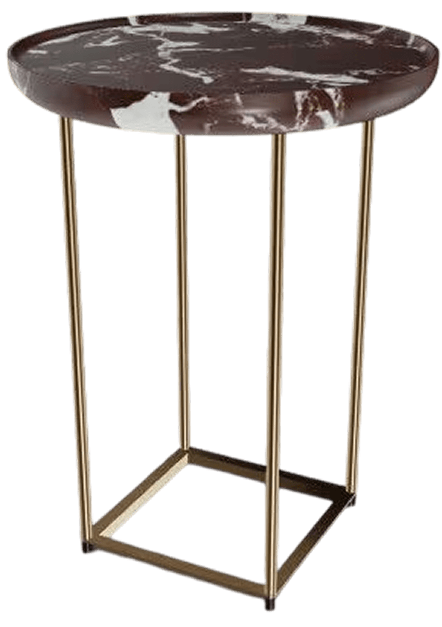 TOREI Coffee Table, Ø390 x H510 mm, Rosso Levanto Marble Top, Polished Brass Base