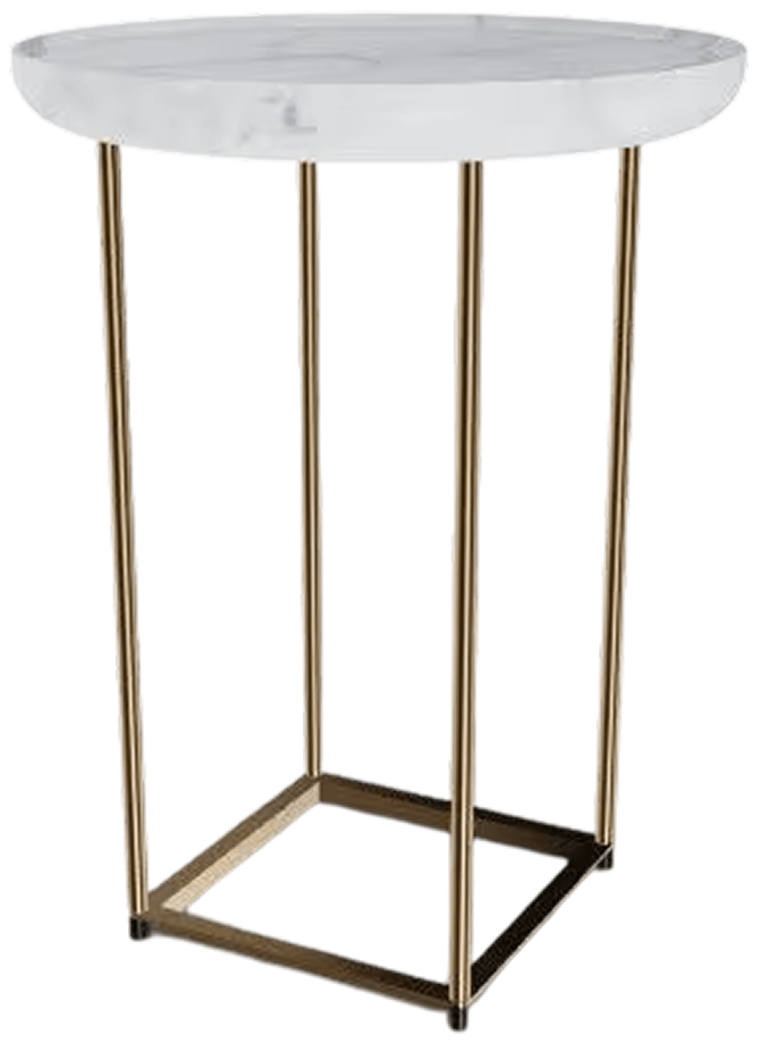 TOREI Coffee Table, D390 x H510 mm, Bianco Carrara Marble Top, Polished Brass Base
