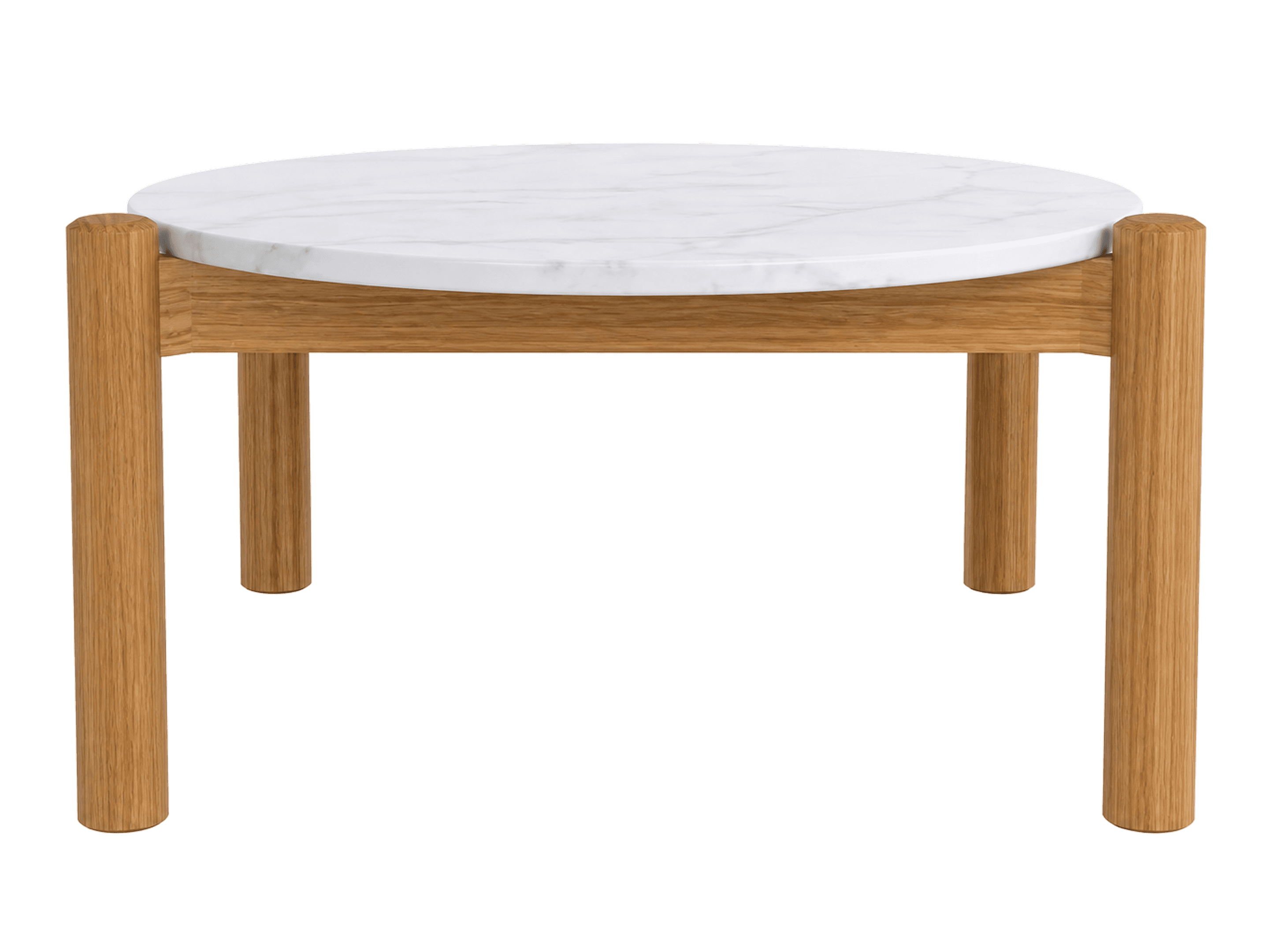 Bàn À PLATEAU INTERCHANGEABLE OUTDOOR, DI750 x H420 mm, khung gỗ teak tự nhiên, mặt đá cẩm thạch Bianco Carrara.