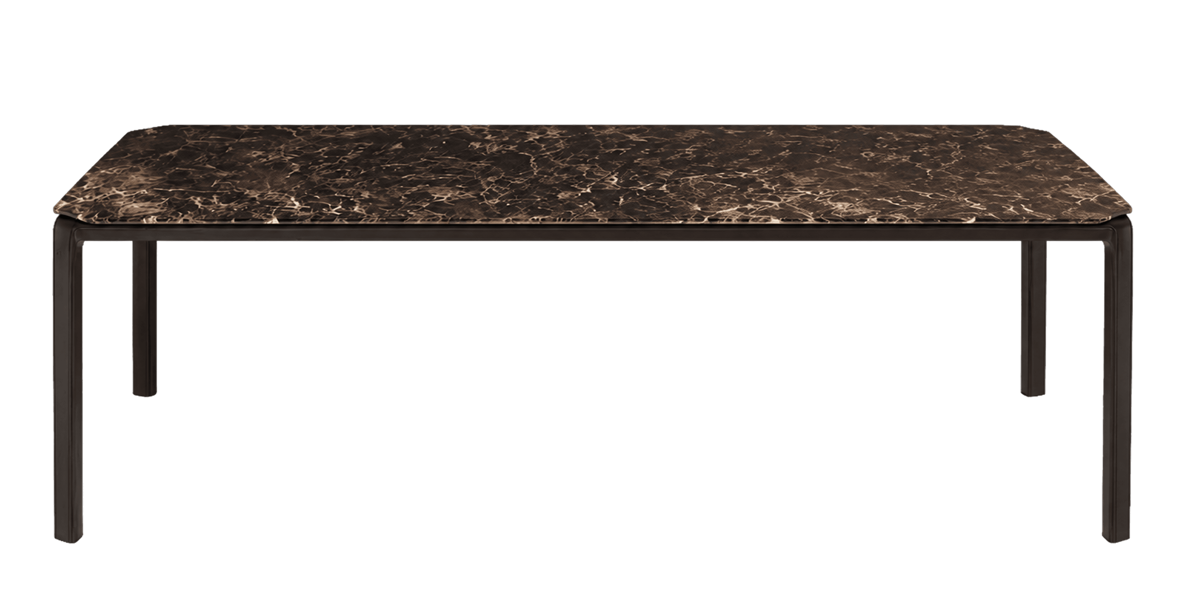 Bàn CAB TAB, W2400 x D950 x H740 mm, chân bọc da Tobacco, mặt đá Emperador bóng