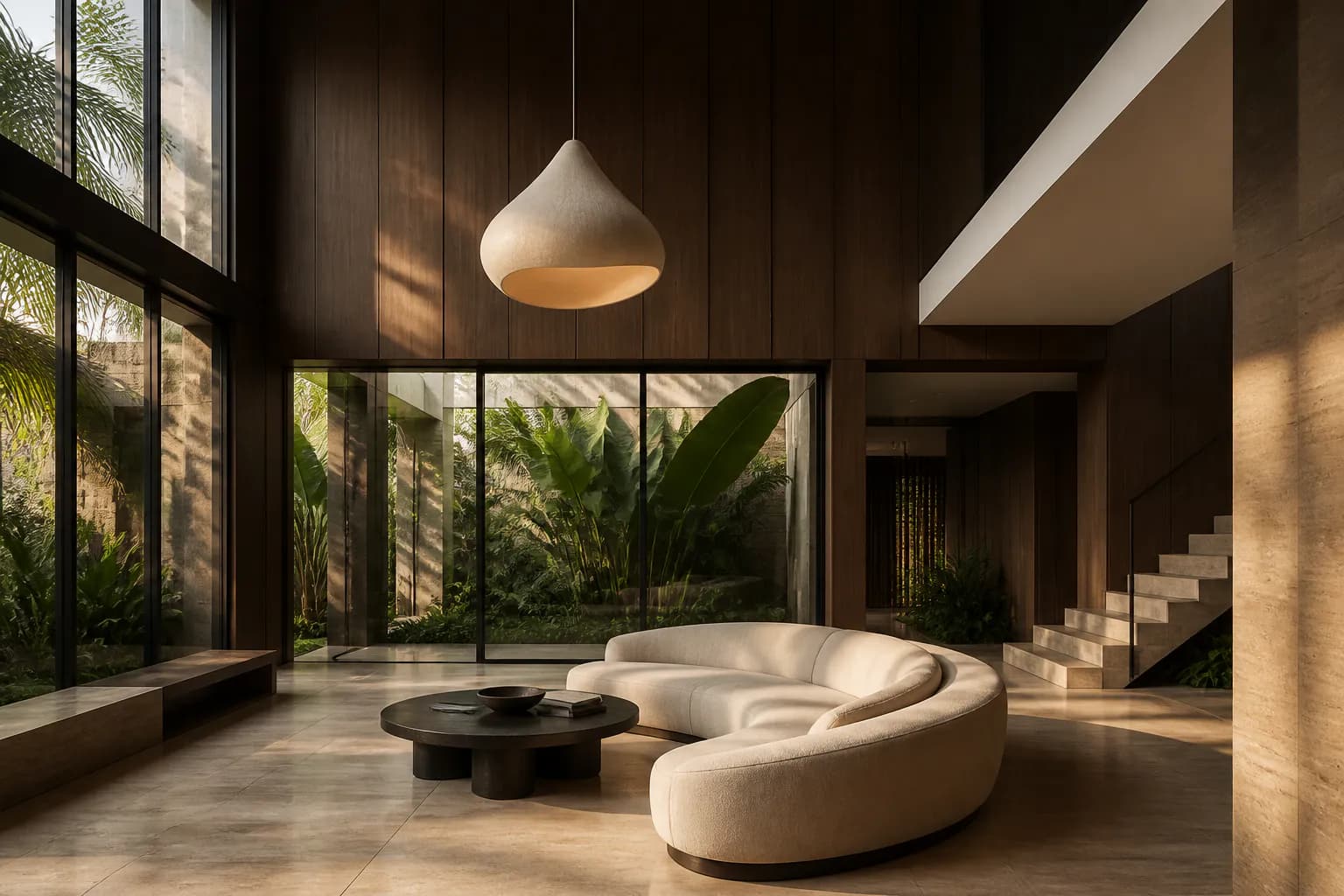 Nhà ở sân trong với sofa cong