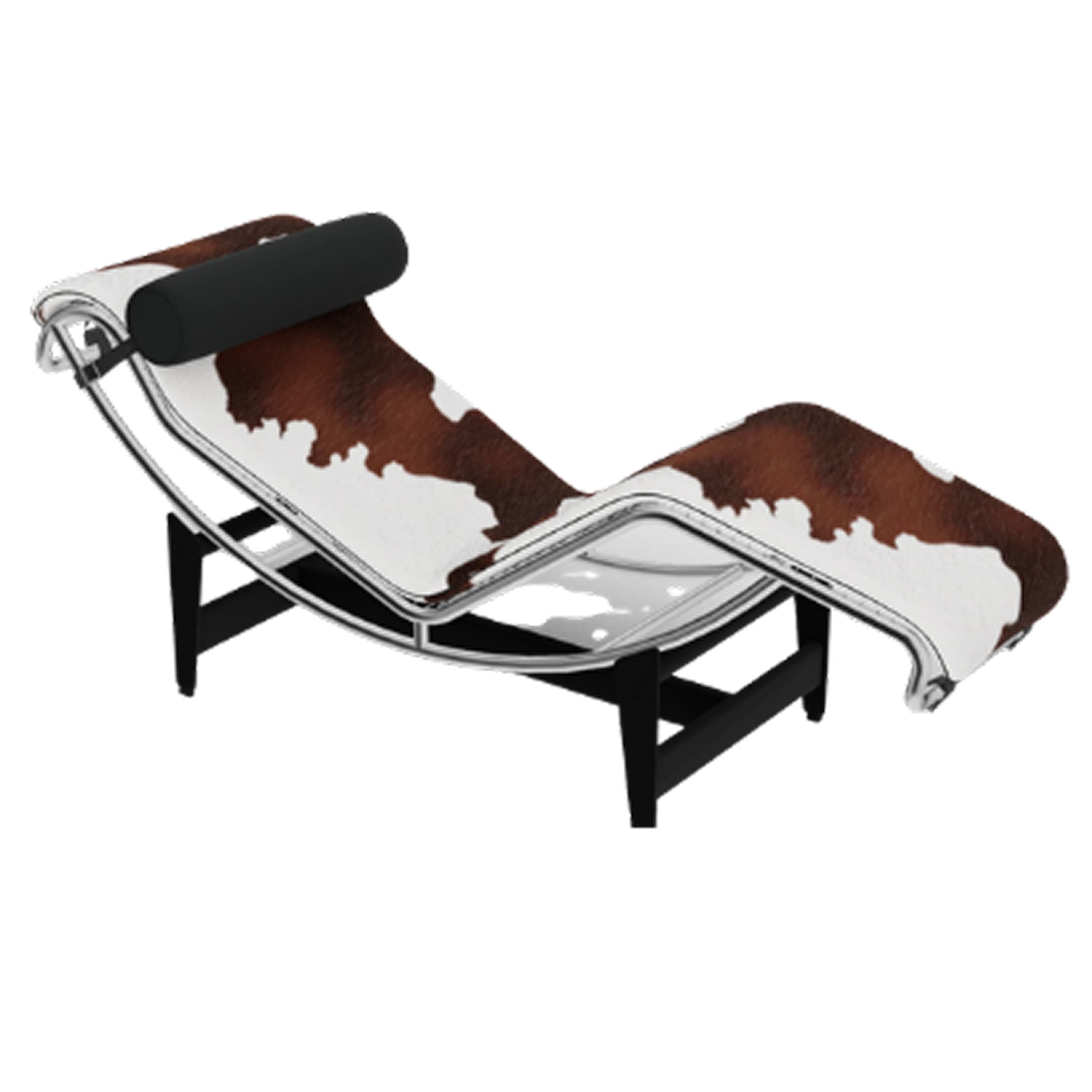 CHAISE LONGUE, Adjustable, W1600 x D564 x H690 mm, Chrome Steel Frame, Black Painted Legs, Leather Cushion, Extra Leather Headrest & Leg Cover