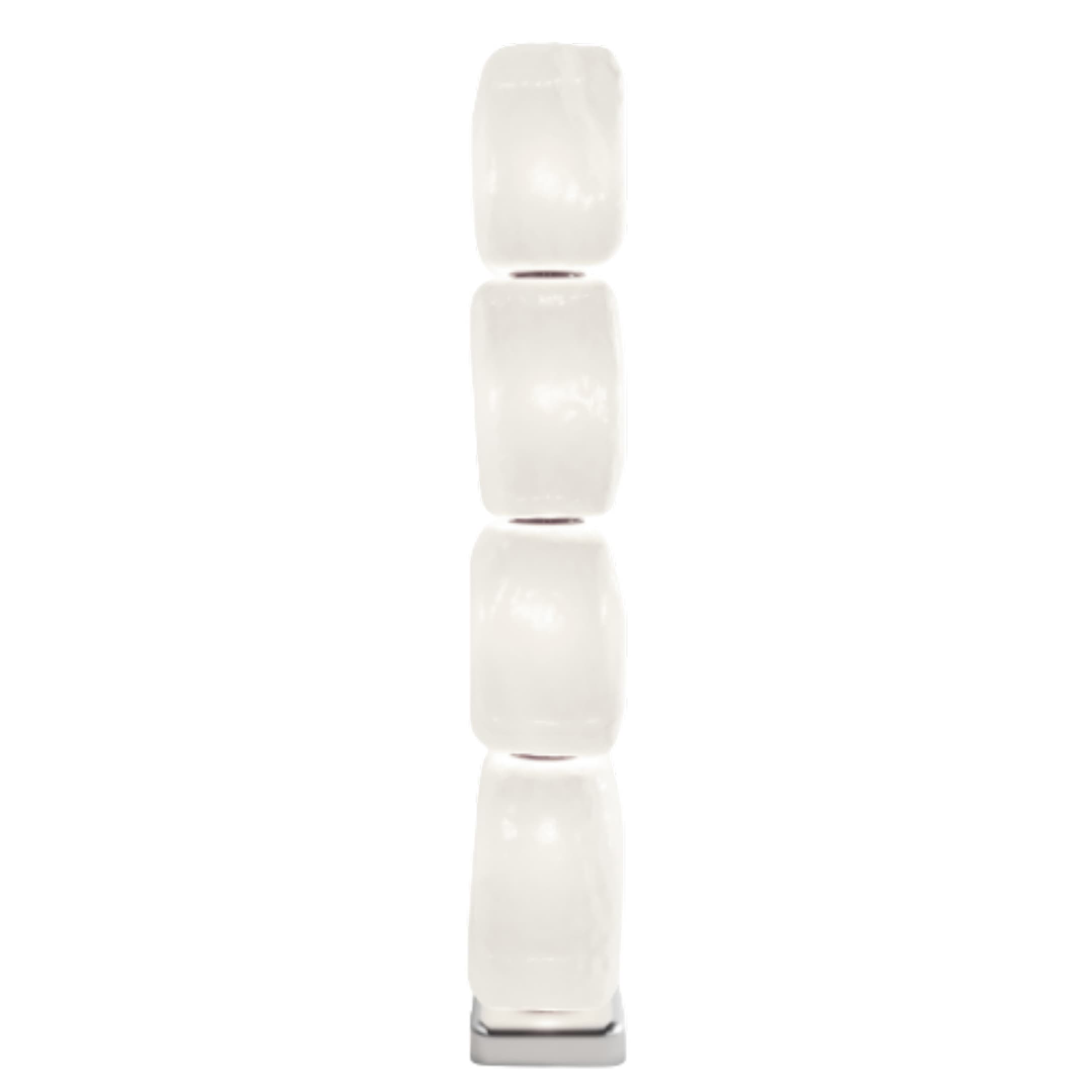Đèn sàn WAX STONE LIGHT V, W230 x D220 x H1100 mm, thân thủy tinh trắng, đế thép không gỉ đánh xước