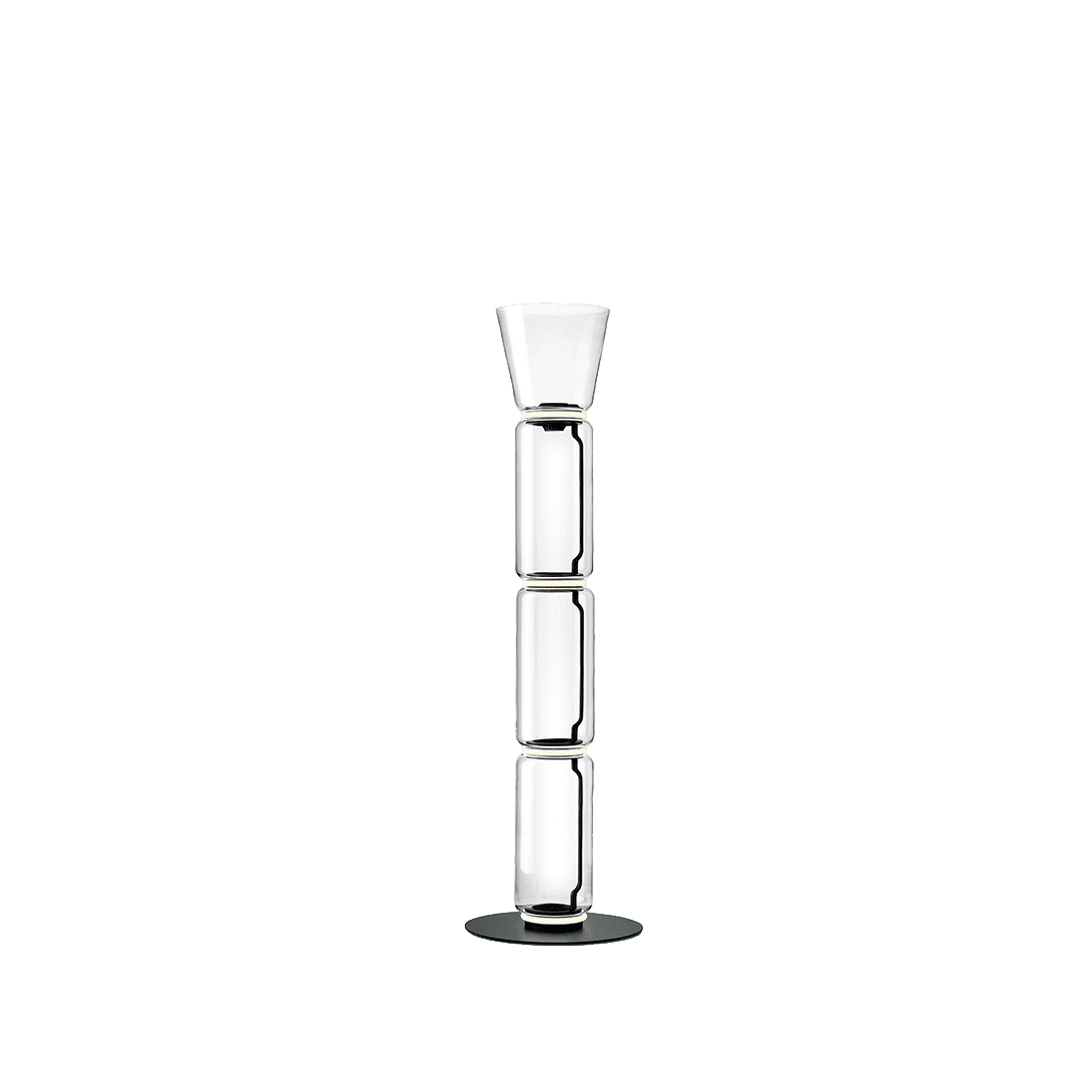 Đèn Sàn NOCTAMBULE FLOOR 3 High Cylinders Cone Big Base, DI550 x H1970 mm, 54W 2700K, Bằng Thủy Tinh, Aluminium, Màu Đen