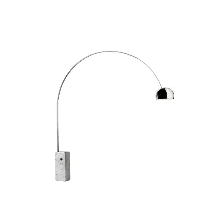 Đèn Sàn ARCO LED, W2200/2150 x H2400 mm, Bằng Thép KG/Alu/Marble, Màu Steel