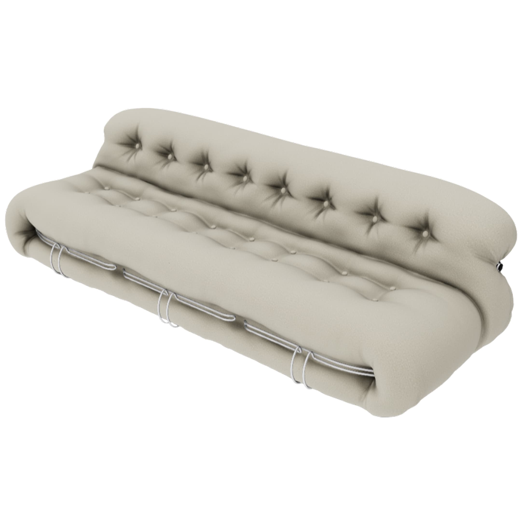 Ghế sofa SORIANA, W2500 x D1050 x H710 mm, khung mạ chrome, bọc vải màu be nhạt (Corda)