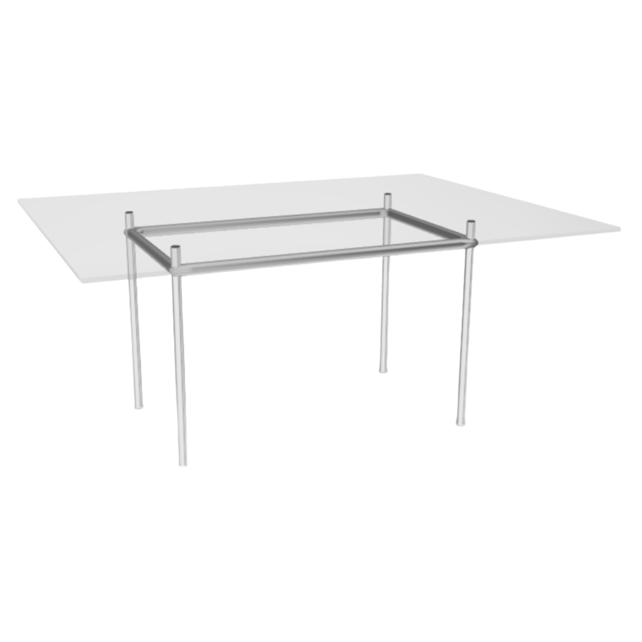 Bàn LC12 TABLE LA ROCHE, hiệu Cassina, model 0125C000, chân chrome, mặt bàn bằng kính, kích thước 160x120 cm