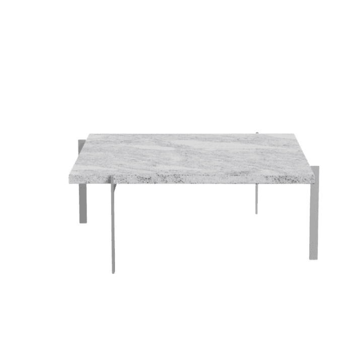 Bàn Cafe PK61, hiệu Fritz Hansen, model PK61, kích thước 80x80x32cm, Mặt Bàn bằng Granite Rolled, Grey White, chân Brushed Spring Steel - Matt